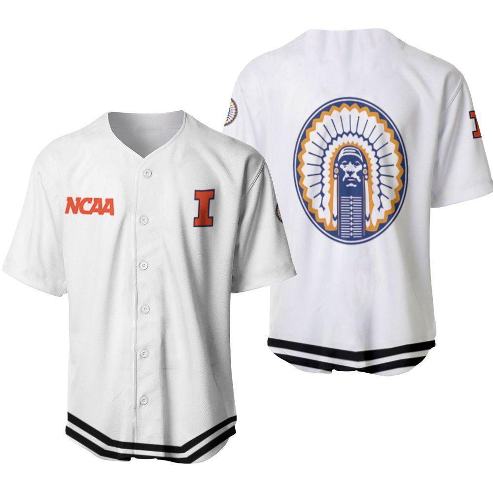 Illinois Fighting Illini Classic White With Mascot Gift For Illinois Fighting Illini Fans Baseball Jersey Gifts... (Image 2)