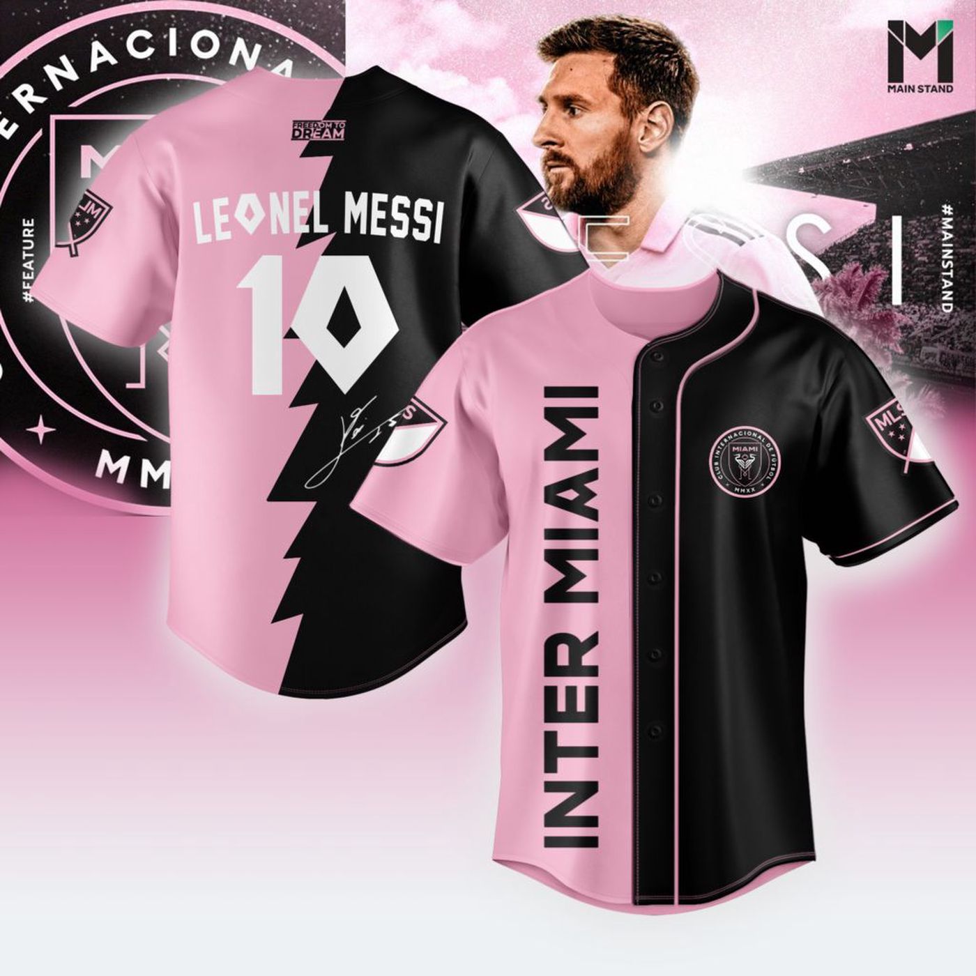 Inter Miami Leo Messi Black And Pink Baseball Jersey Gift for Men Women - Bafud T-Shirts, Hoodie, Sweatshirt (Image 2)