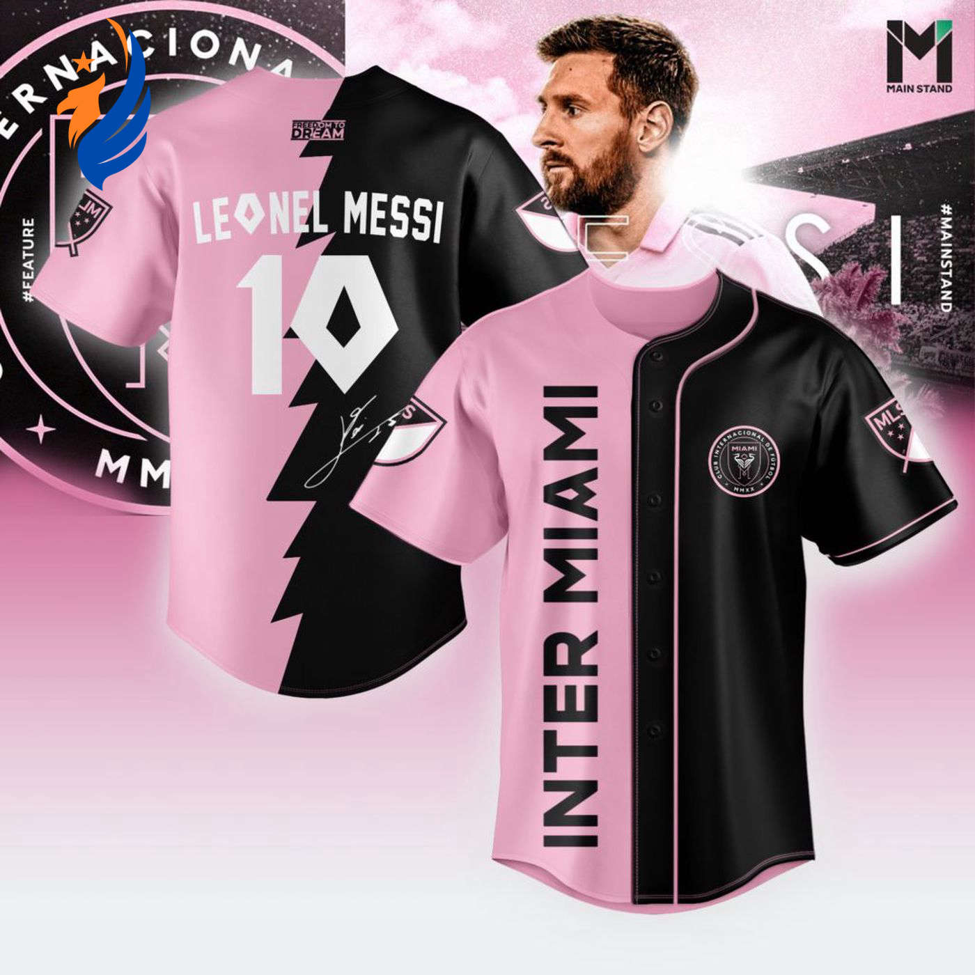 Inter Miami Leo Messi Black And Pink Baseball Jersey Gift for Men Women - Bafud T-Shirts, Hoodie, Sweatshirt (Image 1)