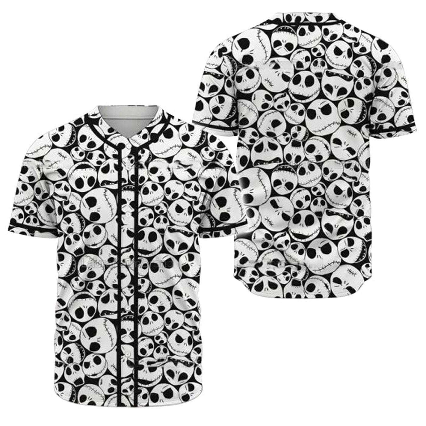 Jack Skellington Horror Movie Baseball Jersey - Gift for Men Women - Gift for Men Women - lylyprint.com... (Image 2)