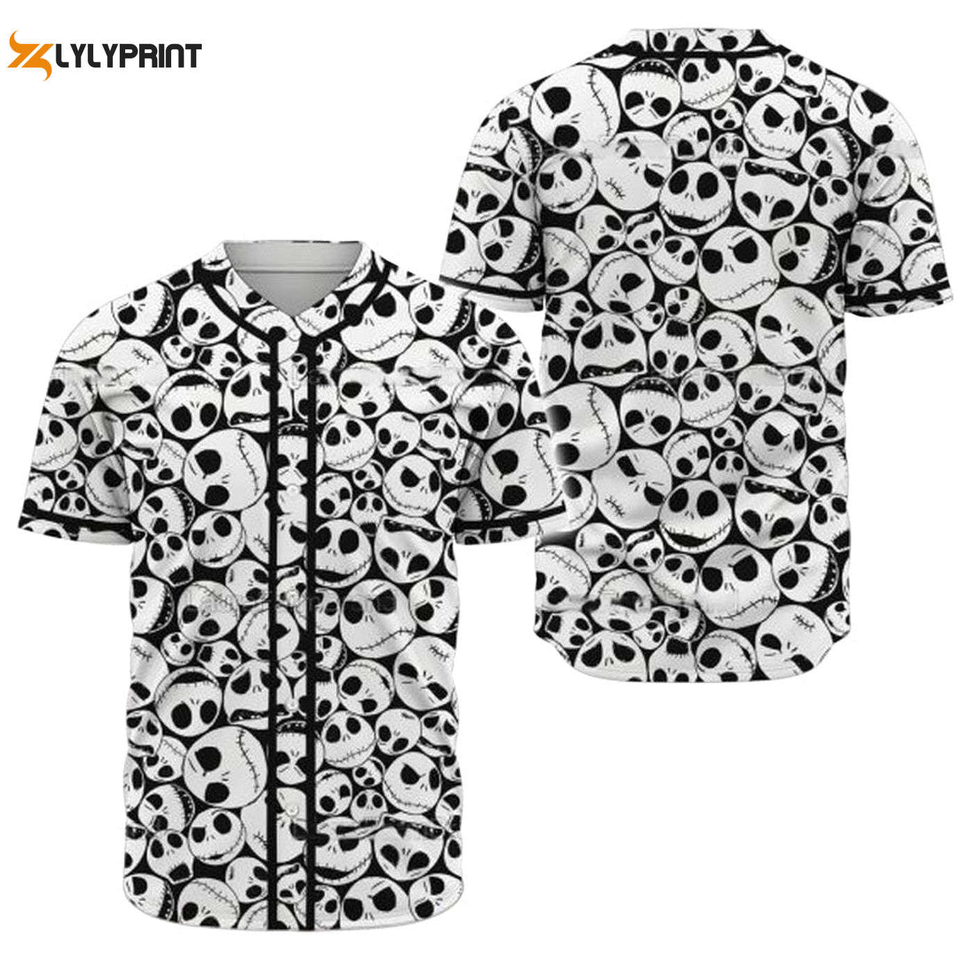 Jack Skellington Horror Movie Baseball Jersey - Gift for Men Women - Gift for Men Women - lylyprint.com... (Image 1)