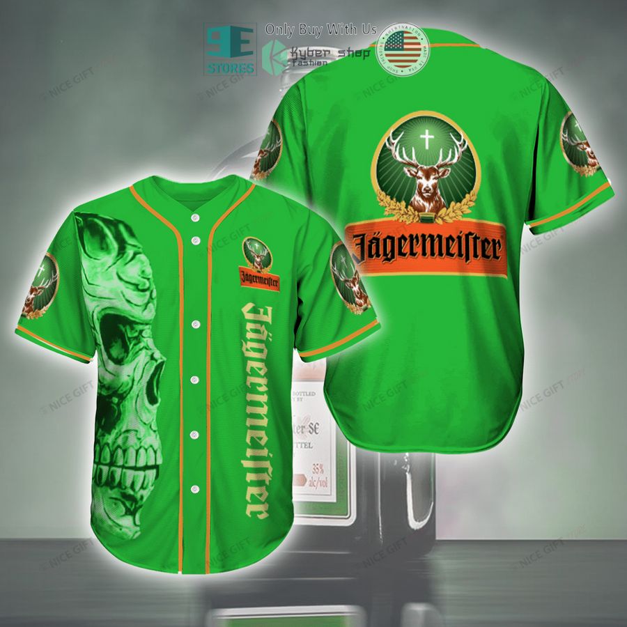 BEST Jagermeister logo skull green Baseball Jersey