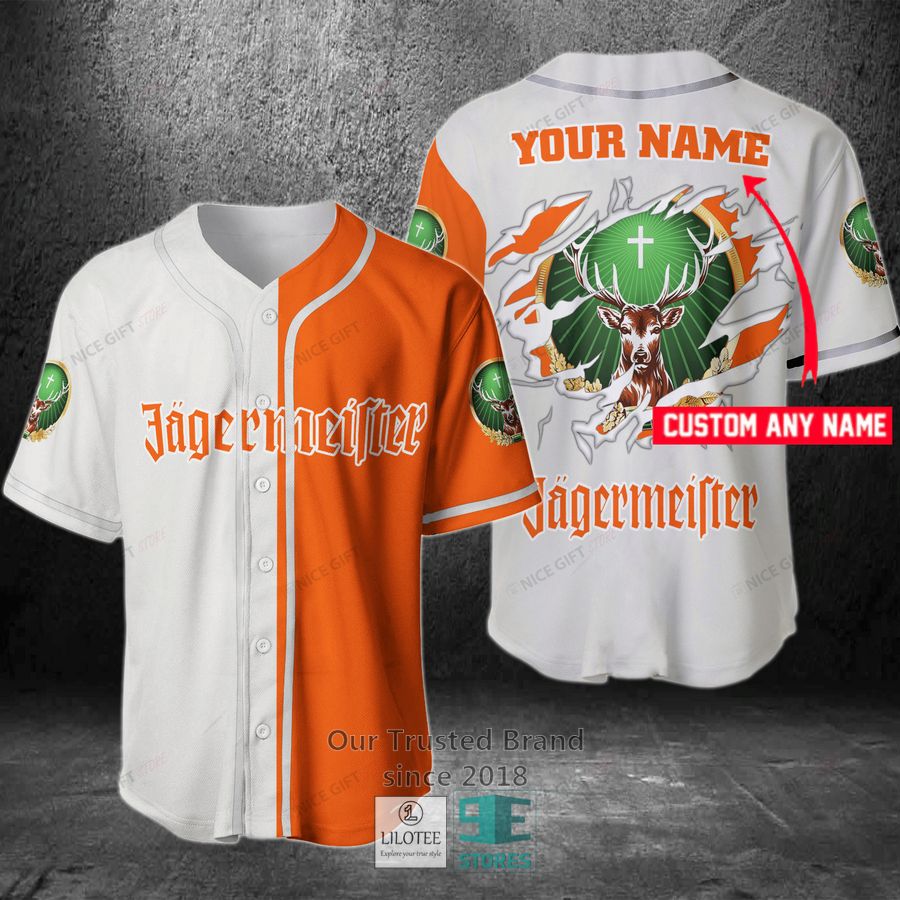Jagermeister Your Name orange white Baseball Jersey