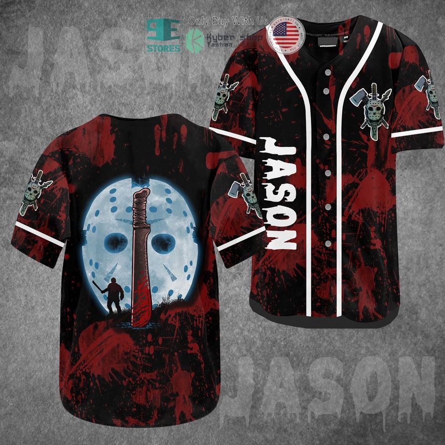 BEST Jason Voorhees Knife Blood Baseball Jersey