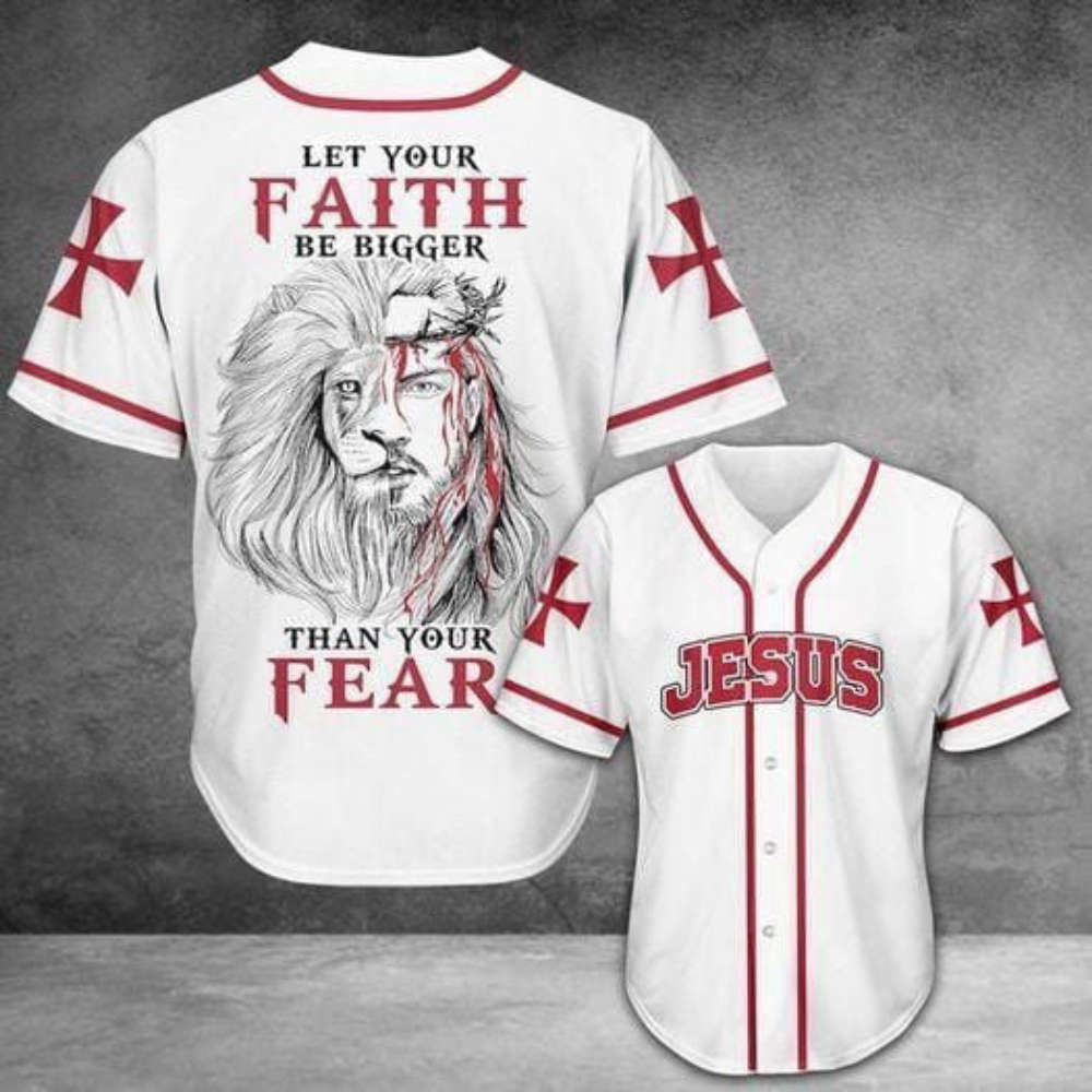 Jesus Lion Baseball Jersey: Embrace Faith Over Fear - Aopprinter T-Shirts, Hoodie, Sweatshirt | WearSparks.com (Image 2)