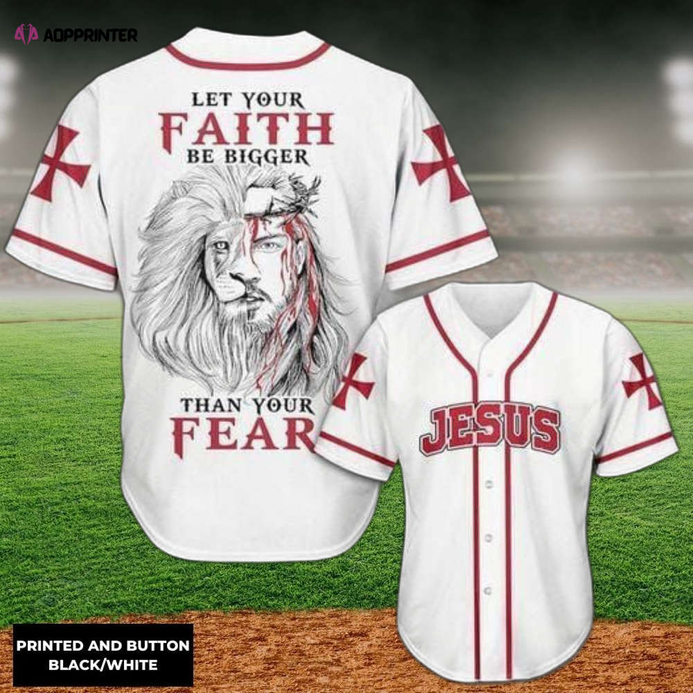Jesus Lion Baseball Jersey: Embrace Faith Over Fear - Aopprinter T-Shirts, Hoodie, Sweatshirt | WearSparks.com (Image 1)