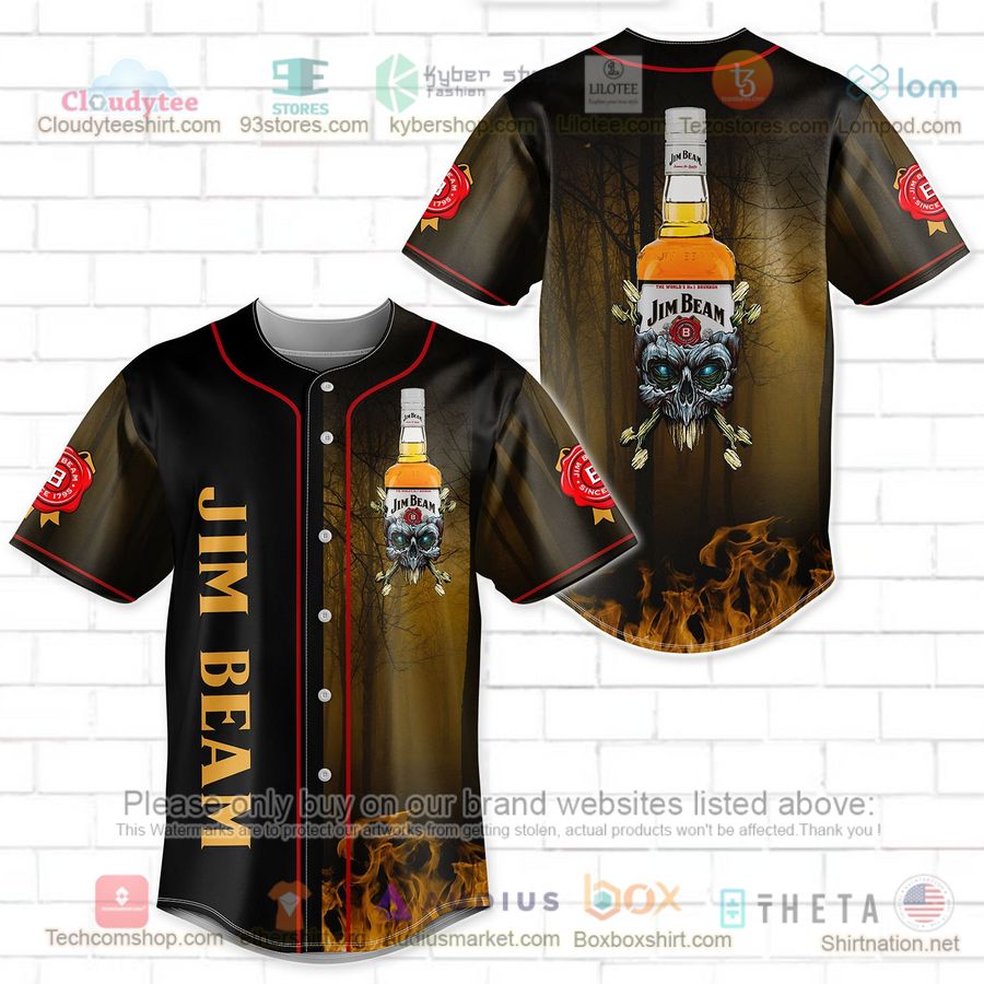 HOT Jim Beam skull head Baseball Jersey Shirt