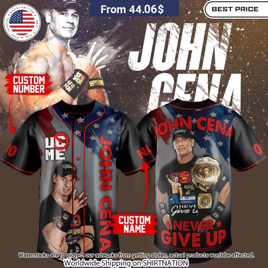John Cena Never Give Up Custom baseball Jersey