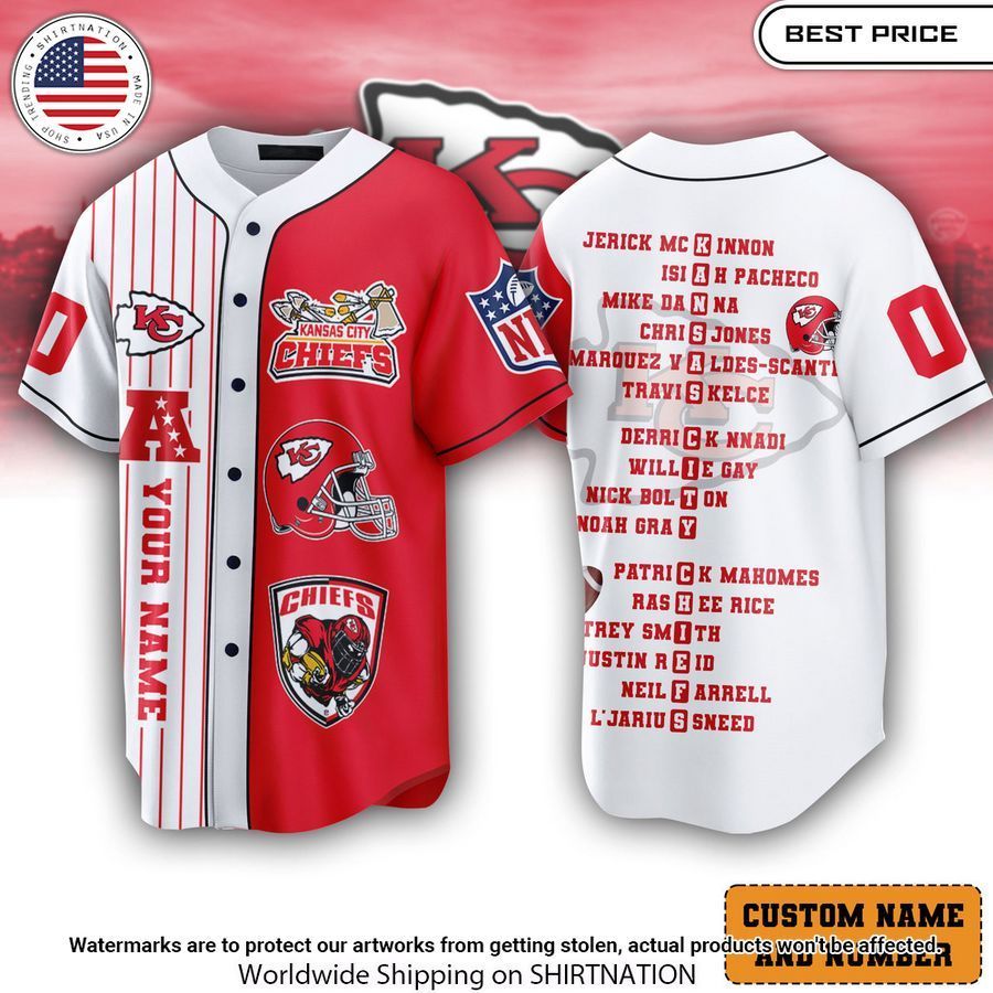 Kansas City Chiefs Custom Baseball Jersey