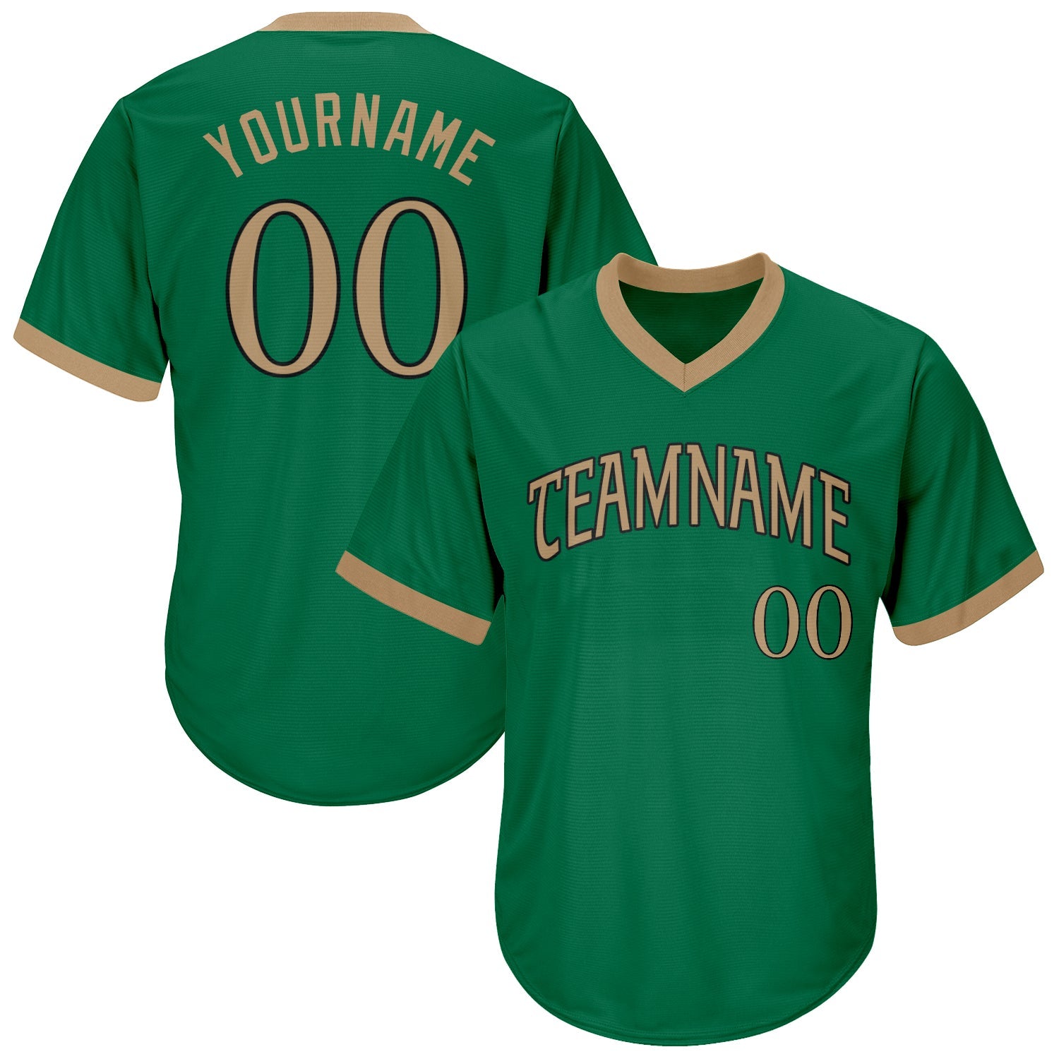 Custom Kelly Green Old Gold-Black Authentic Throwback Rib-Knit Baseball Jersey Shirt Hoodie, Sweatshirt (Image 1)