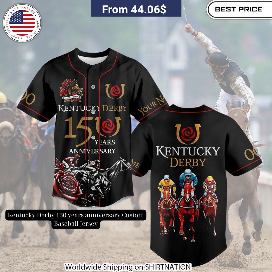 Kentucky Derby 150 years anniversary Custom Baseball Jersey