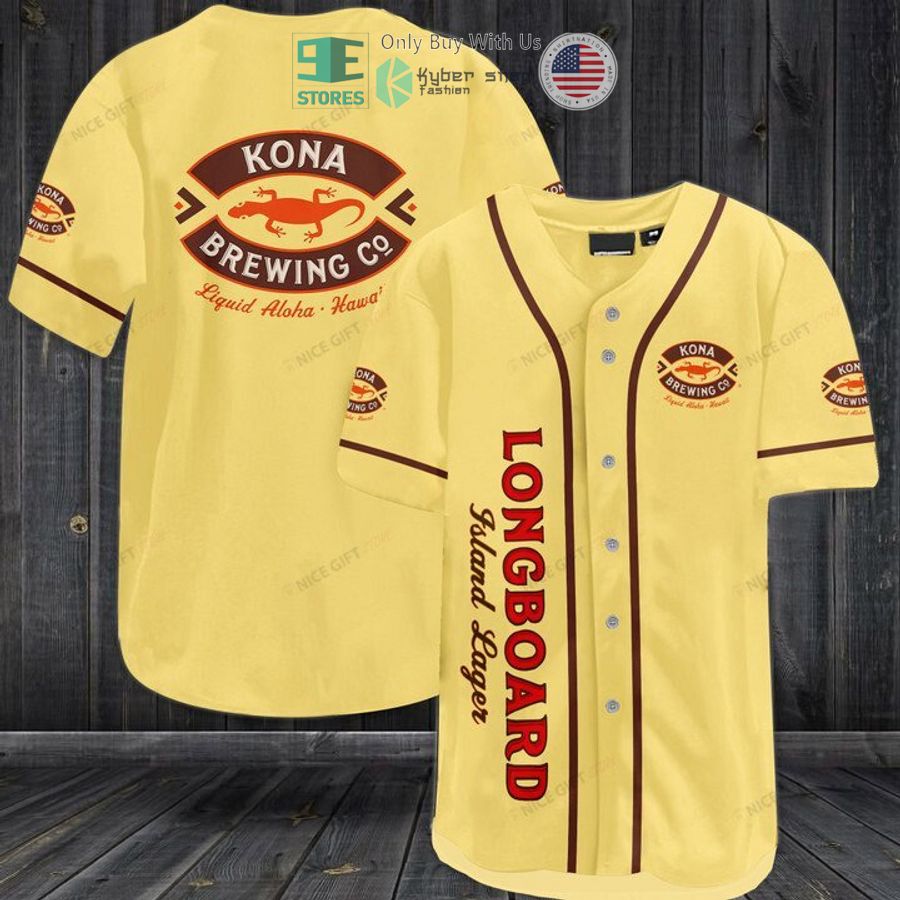 BEST Kona Brewing logo light yellow Baseball Jersey