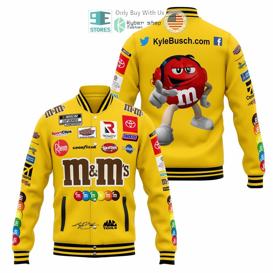 BEST Kyle Busch M&M's Baseball Jacket