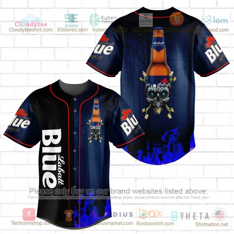 HOT Labatt Blue skull head Baseball Jersey Shirt