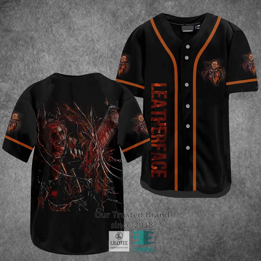 Leatherface Horror Movie Black Baseball Jersey