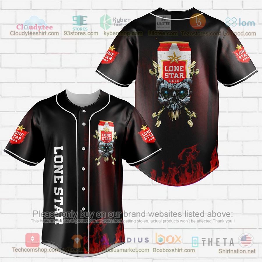 HOT Lone Star skull head Baseball Jersey Shirt