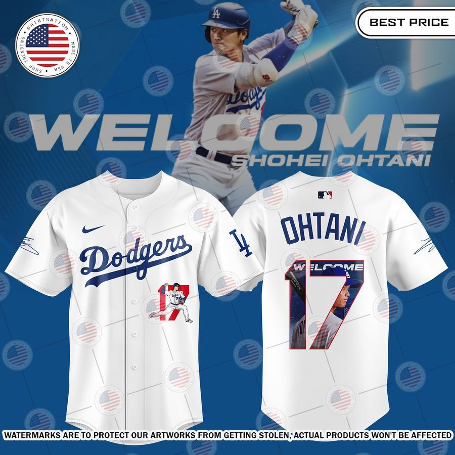 Los Angeles Dodgers Ohtani 17 Signature Baseball Jersey