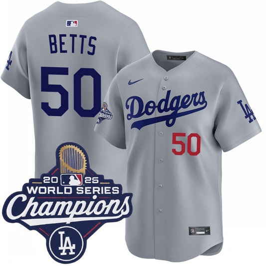 los angeles dodgers #50 mookie betts alternate road limited 2025 world series champions jersey
