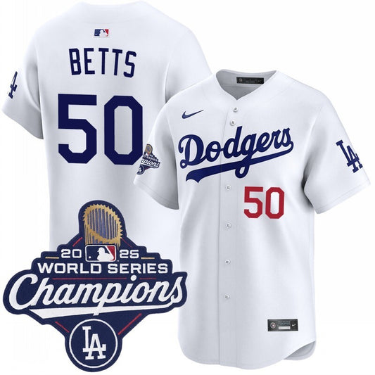 los angeles dodgers #50 mookie betts home limited 2025 world series champions jersey