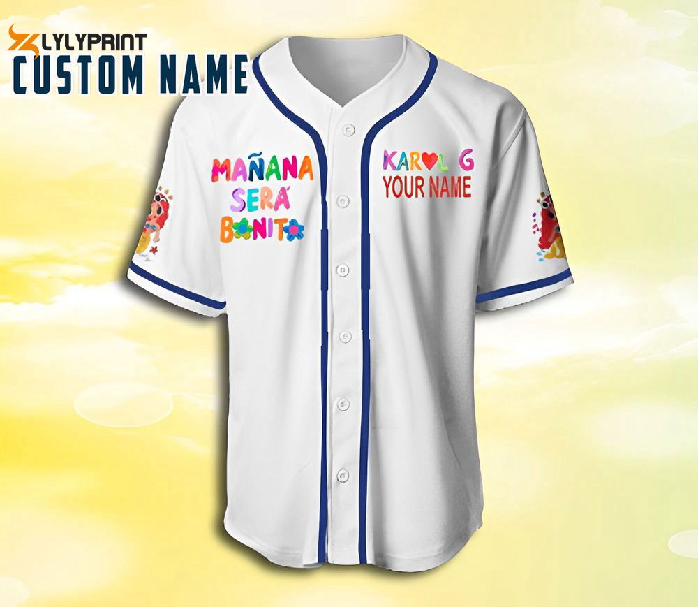 Maana Sera Bonito Jersey,La Bichota Jersey,KaroL G Merch, Karol G New Album,Custom Baseball Jersey -... (Image 1)