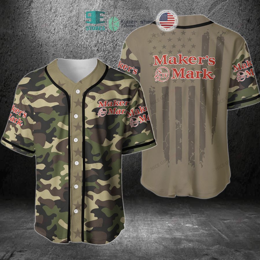 BEST Maker's Mark United States Flag green camo Baseball Jersey