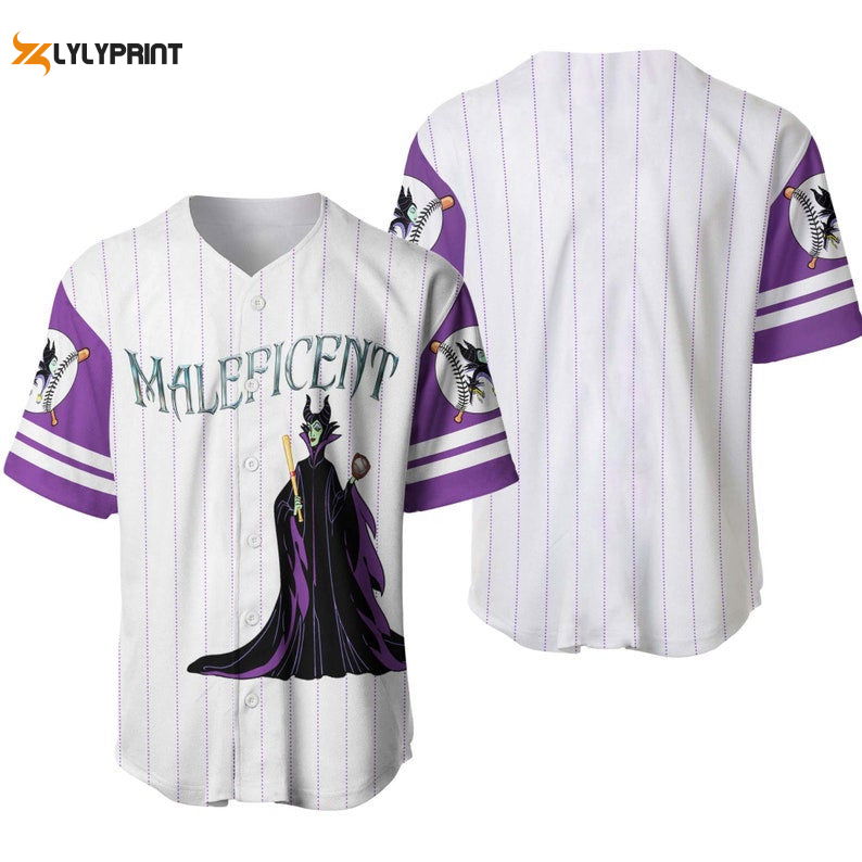 Maleficent All Over Print Pinstripe Baseball Jersey - lylyprint.com T-Shirts, Hoodie, Sweatshirt | WearSparks.com
