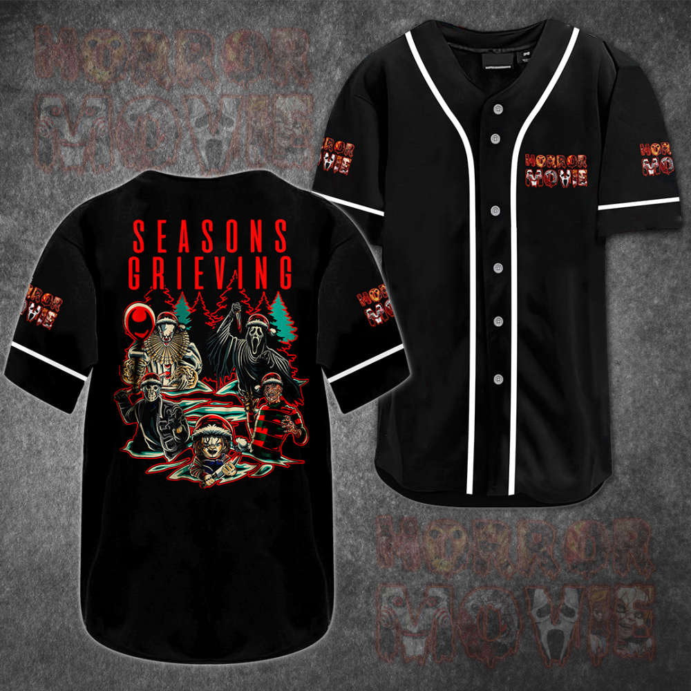 Men s Horror Movie Characters Baseball Jersey: Embrace Your Love for Scary Films!