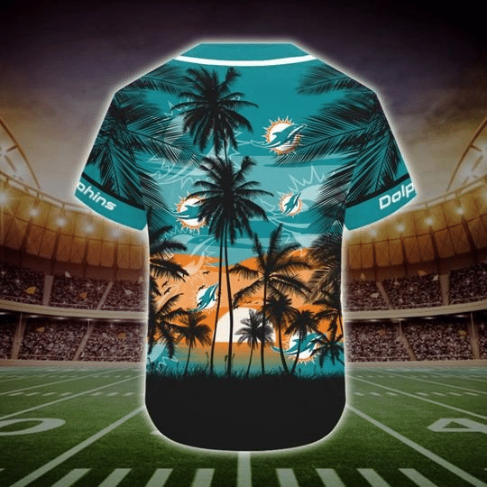 Shop the Miami Dolphins Tropical Baseball Jersey- Perfect for Sunny Miami Games! - lylyprint.com T-Shirts,... (Image 4)