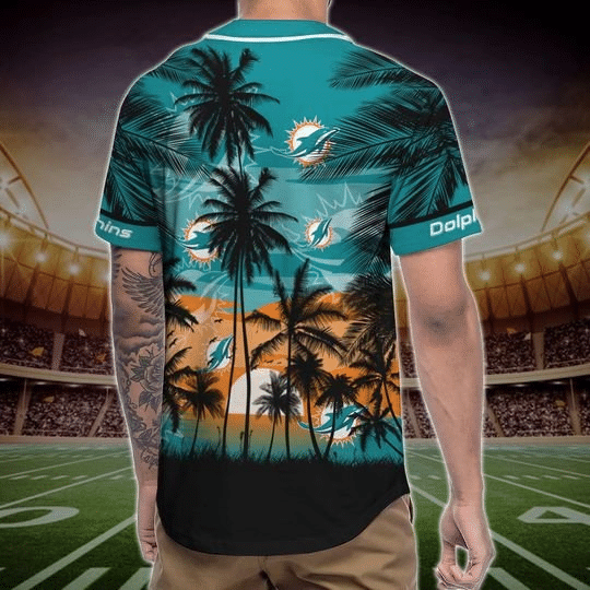Shop the Miami Dolphins Tropical Baseball Jersey- Perfect for Sunny Miami Games! - lylyprint.com T-Shirts,... (Image 6)