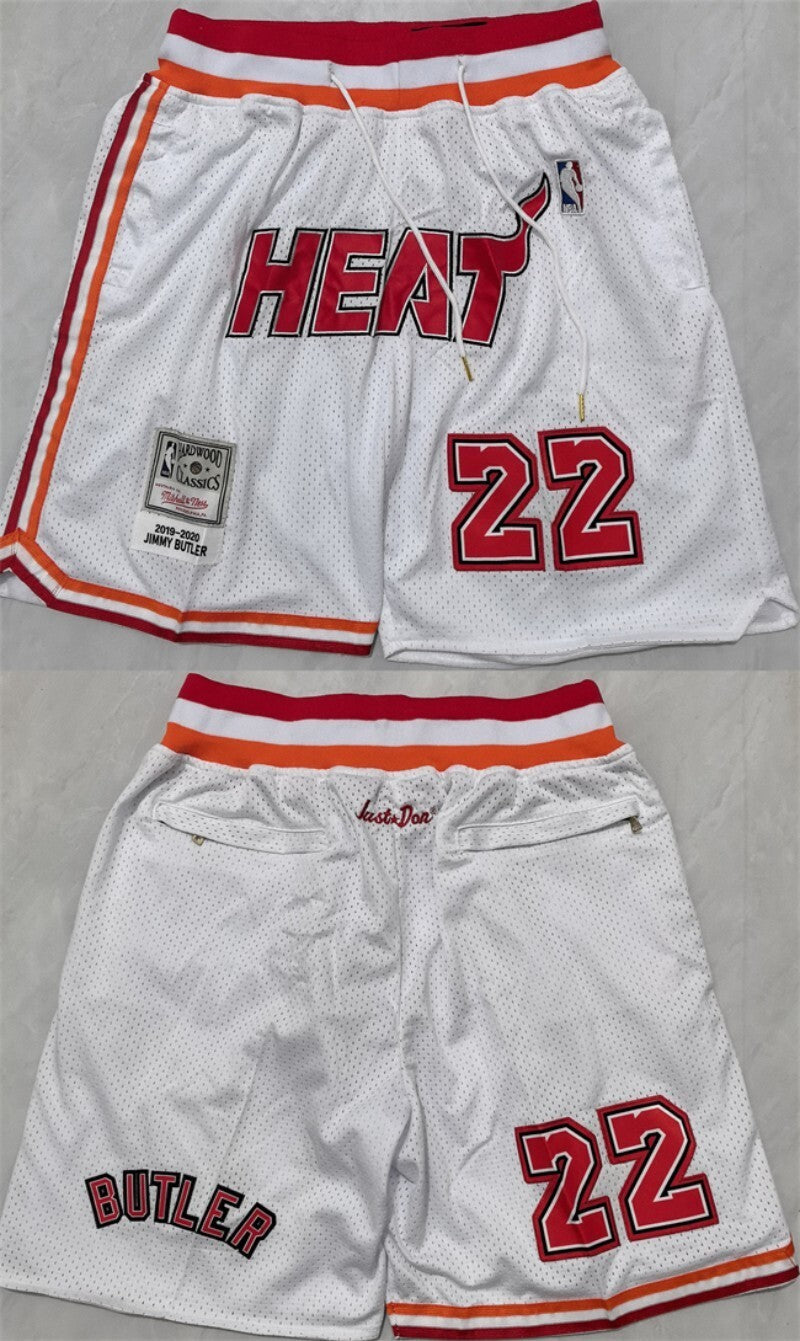 miami heat white #22 shorts (run small)