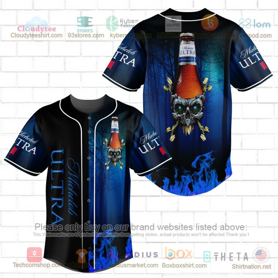 HOT Michelob ULTRA skull head Baseball Jersey Shirt