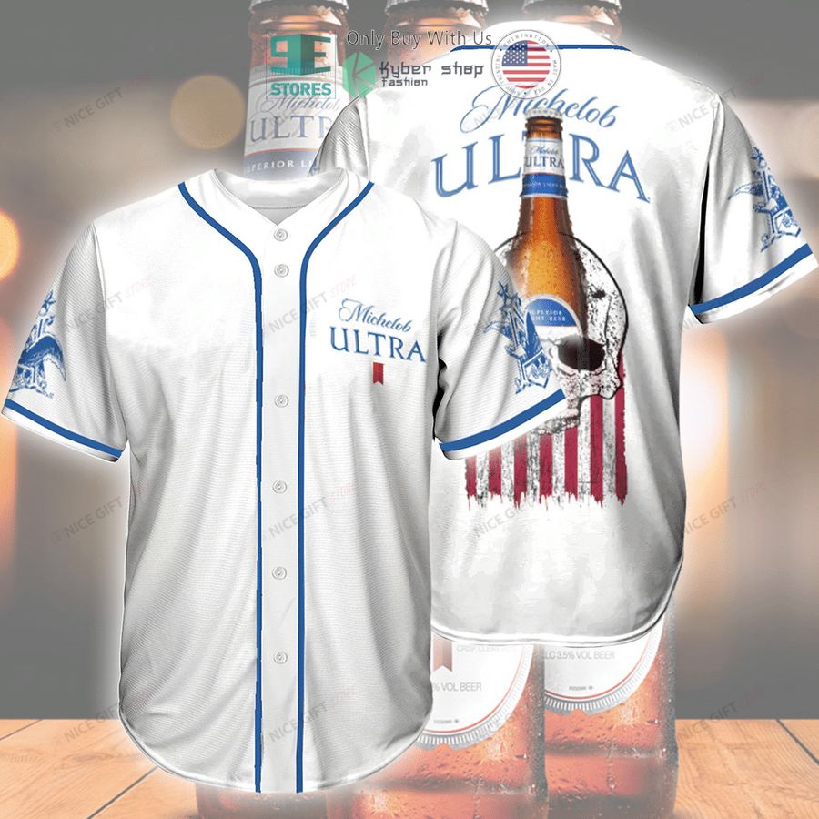 BEST Michelob Ultra SKull United States Flag white Baseball Jersey