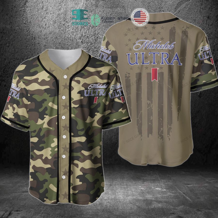 BEST Michelob Ultra United States Flag green camo Baseball Jersey