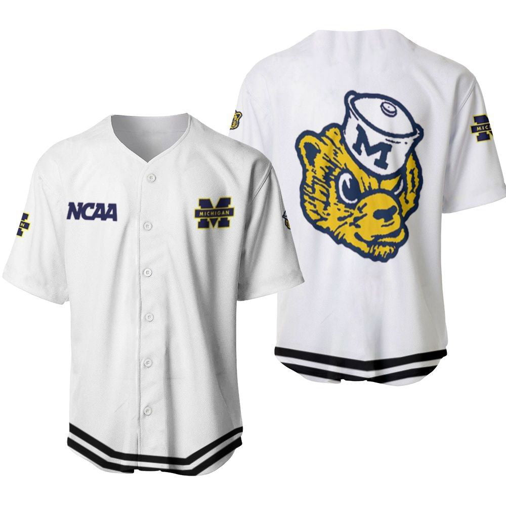 Michigan Wolverines Classic White With Mascot Gift For Michigan Wolverines Fans Baseball Jersey Gifts for Fans... (Image 2)
