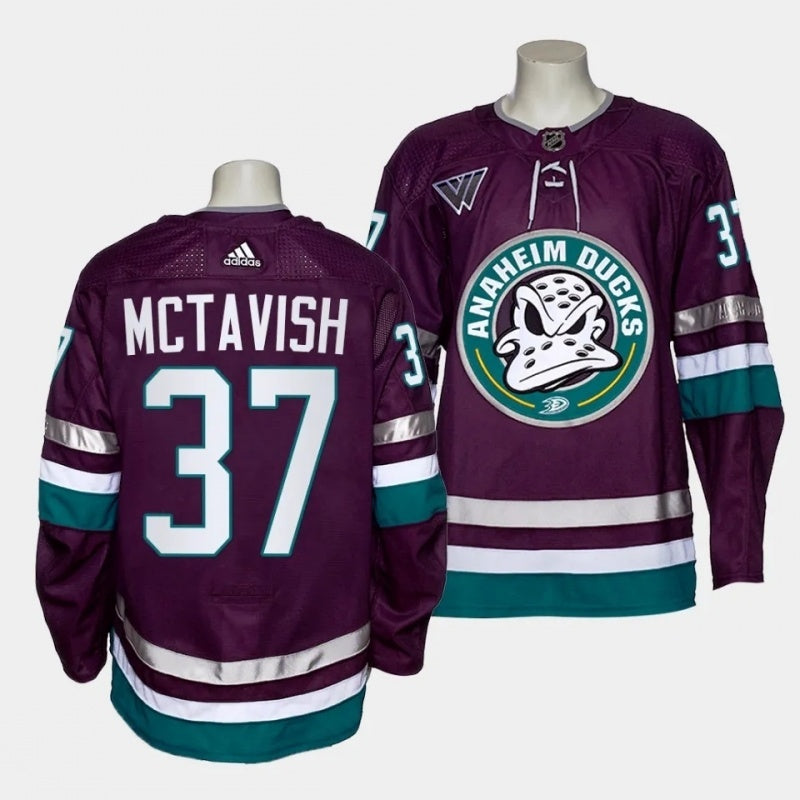 mighty ducks #37 mason mctavish 2023-24 30th anniversary alternate authentic purple jersey men's