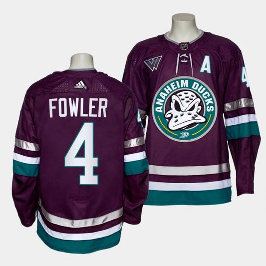 mighty ducks #4 cam fowler 2023-24 30th anniversary alternate authentic purple jersey men's