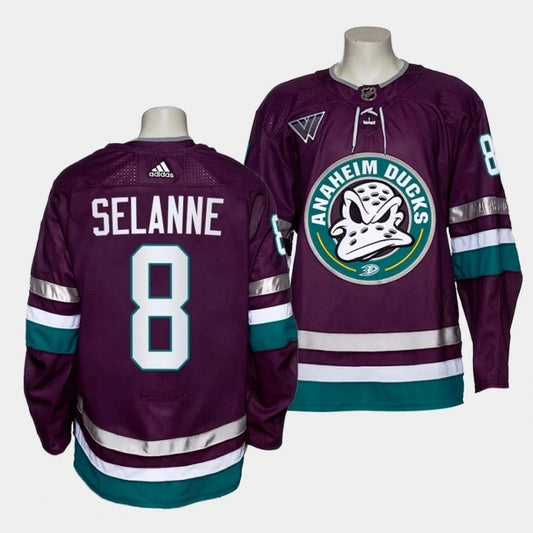 mighty ducks #8 teemu selanne 2023-24 30th anniversary alternate authentic purple jersey men's