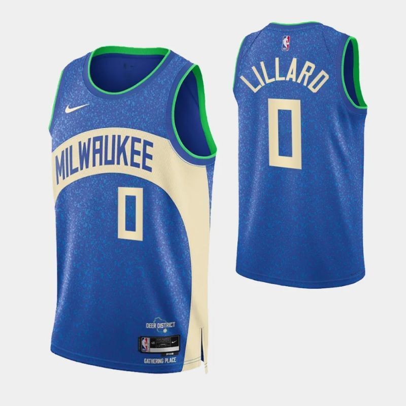 milwaukee bucks #0 damian lillard 2023-24 city edition swingman jersey