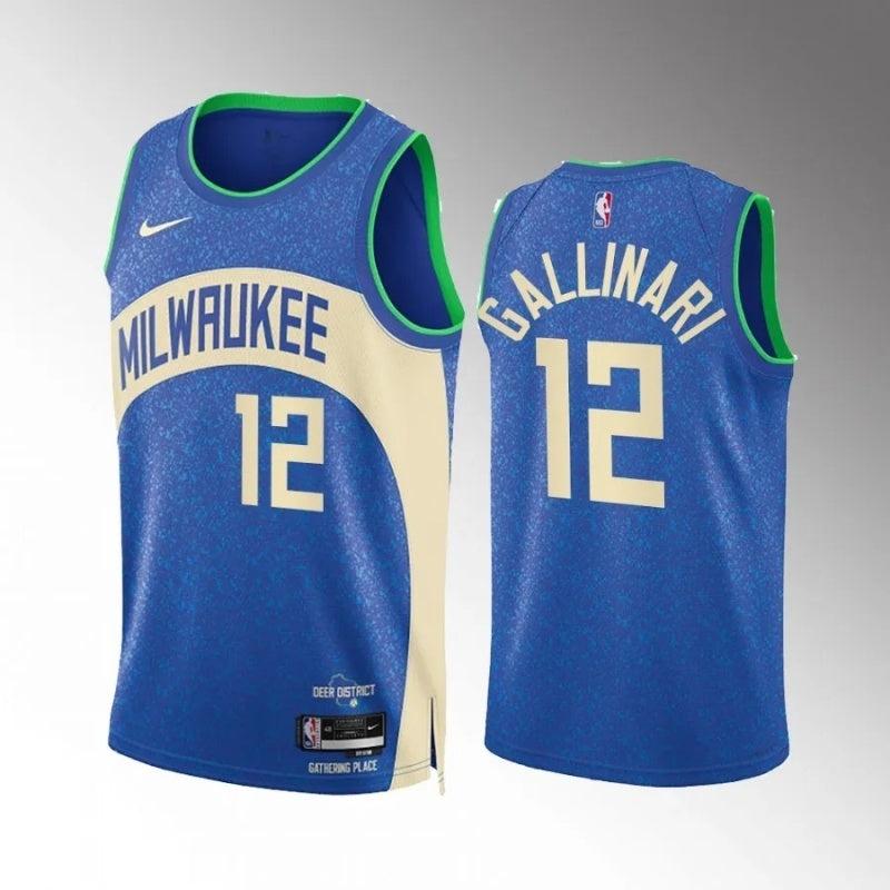 milwaukee bucks #12 danilo gallinari 2023-24 city edition blue jersey