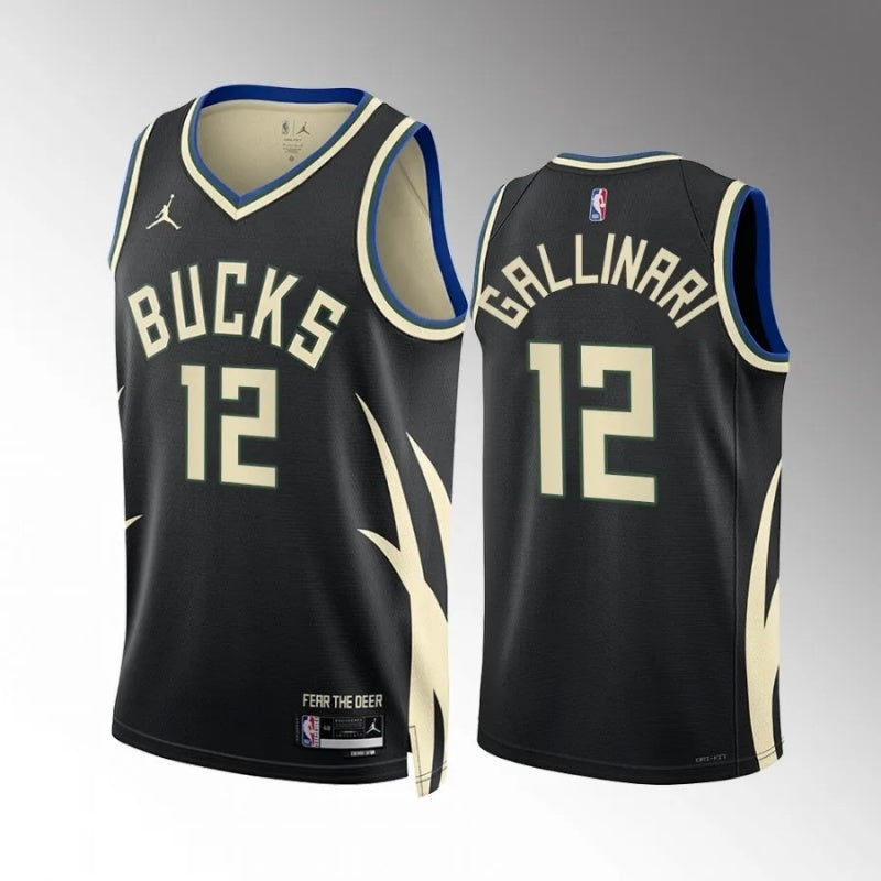 milwaukee bucks #12 danilo gallinari statement edition black jersey