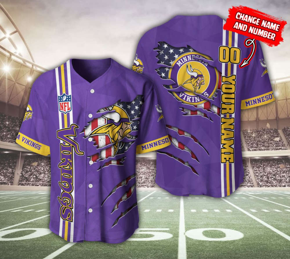 Minnesota Vikings Personalized Baseball Jersey Fan Gifts - lylyprint.com T-Shirts, Hoodie, Sweatshirt (Image 2)