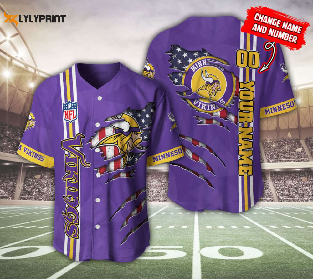 Minnesota Vikings Personalized Baseball Jersey Fan Gifts - lylyprint.com T-Shirts, Hoodie, Sweatshirt (Image 1)