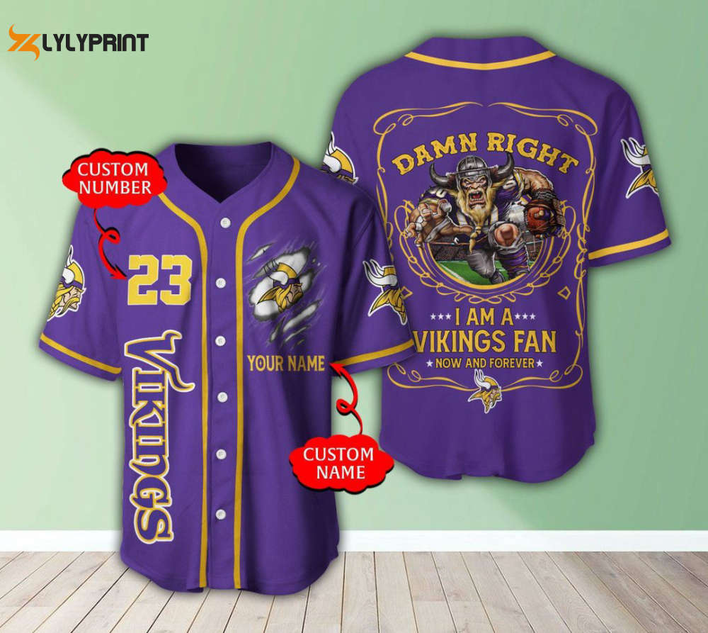 Minnesota Vikings Personalized Baseball Jersey - lylyprint.com T-Shirts, Hoodie, Sweatshirt | WearSparks.com (Image 1)
