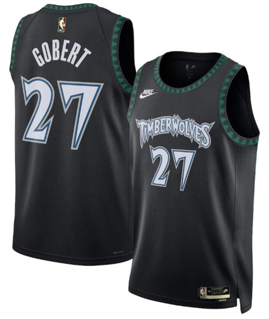 minnesota timberwolves #27 rudy gobert unisex swingman jersey - classic edition - black
