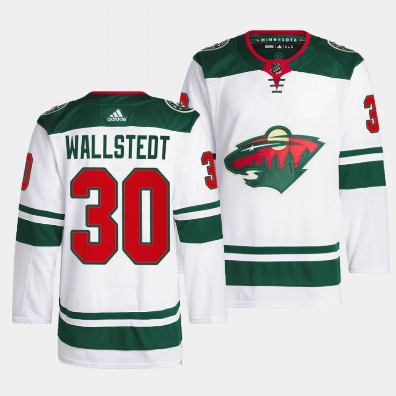 minnesota wild #30 jesper wallstedt away white men jersey