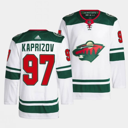 minnesota wild #97 kirill kaprizov away white men jersey