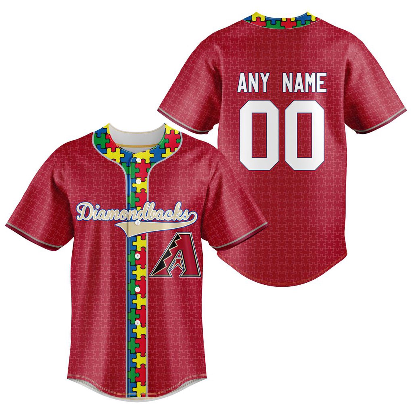 MLB Arizona Diamondbacks Specialized Baseball Jersey Fearless Aganst Autism Gift for Men Women - Bafud... (Image 2)