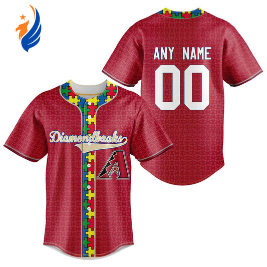 MLB Arizona Diamondbacks Specialized Baseball Jersey Fearless Aganst Autism Gift for Men Women - Bafud... (Image 1)