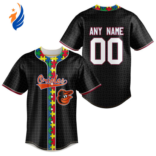 MLB Baltimore Orioles Specialized Baseball Jersey Fearless Aganst Autism Gift for Men Women - Bafud T-Shirts,... (Image 1)