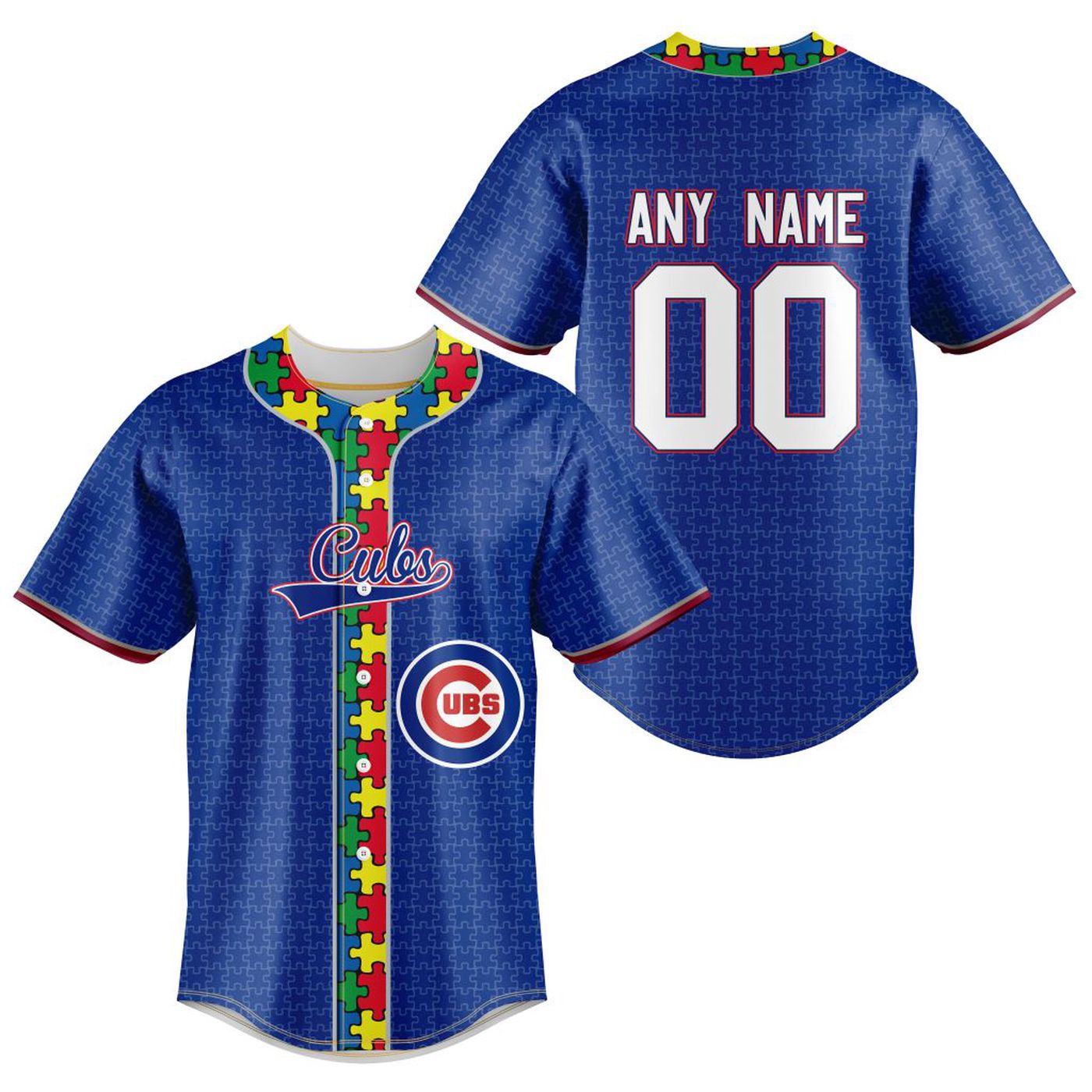 MLB Chicago Cubs Mix Grateful Dead | Specialized Baseball Jersey Fearless Aganst Autism Gift for Men Women -... (Image 2)